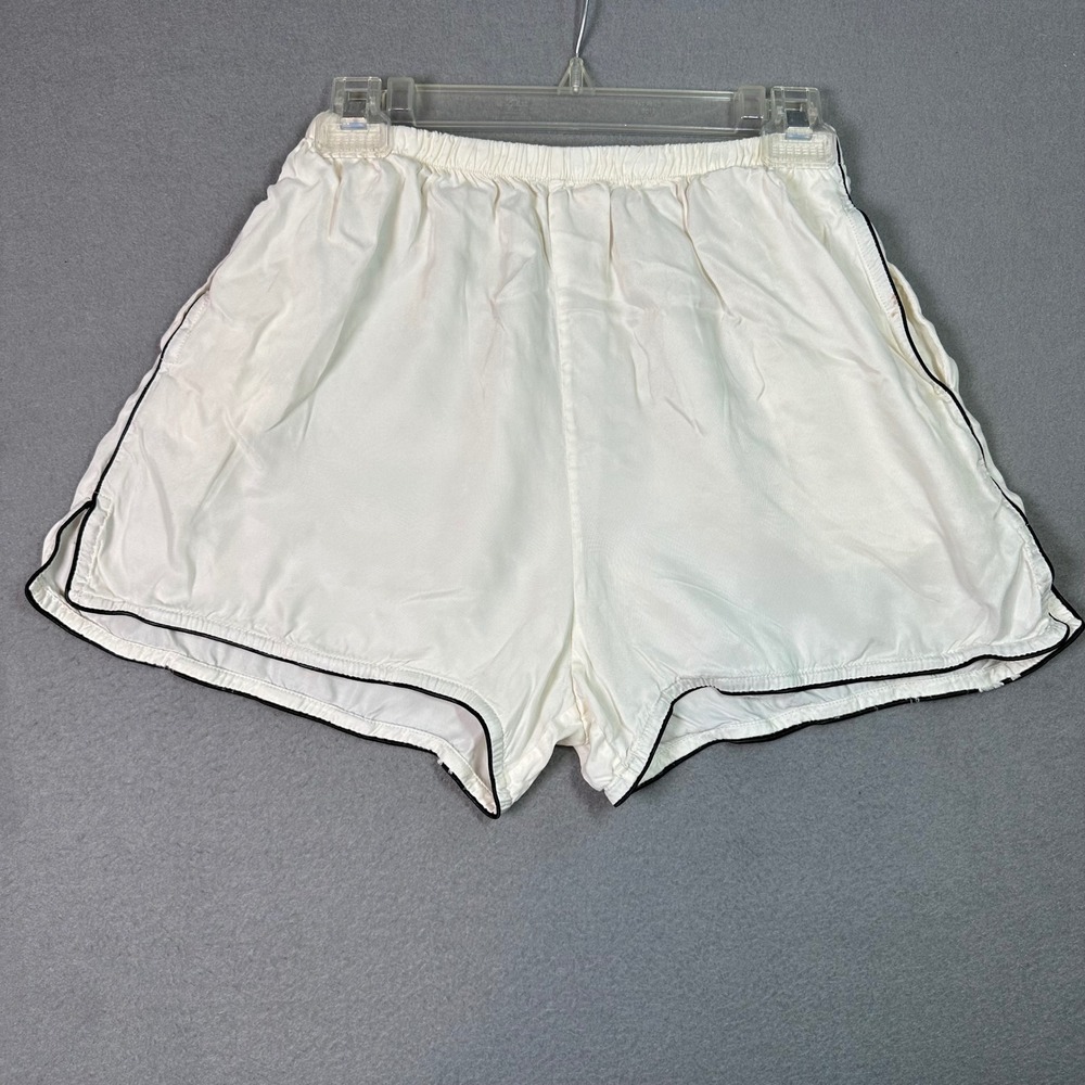 NAP Modal Lounge Shorts Black Contrast Piping Dolphin Hem Small‎ Off White